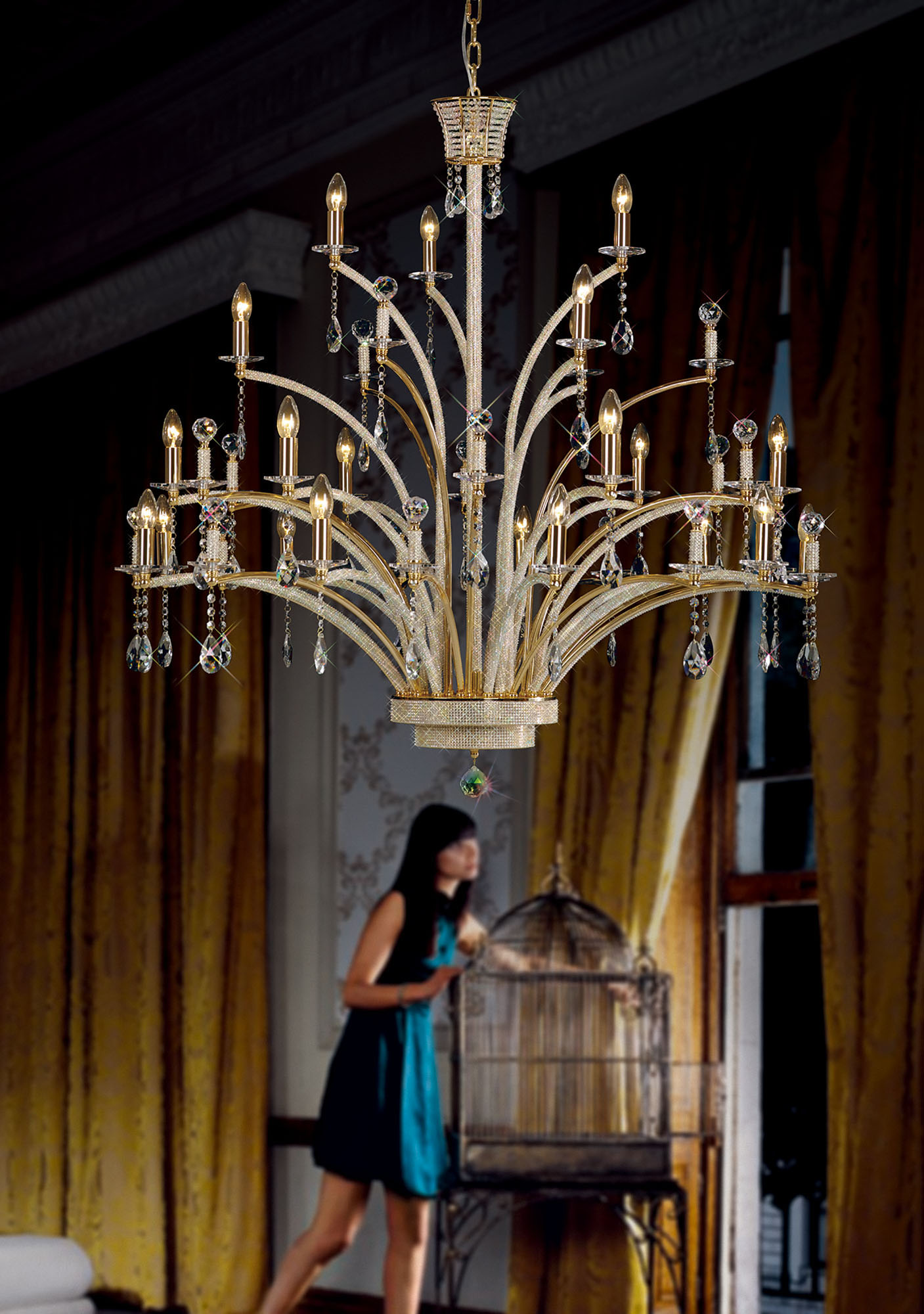 Orlando Crystal Ceiling Lights Diyas Multi Arm Crystal Fittings